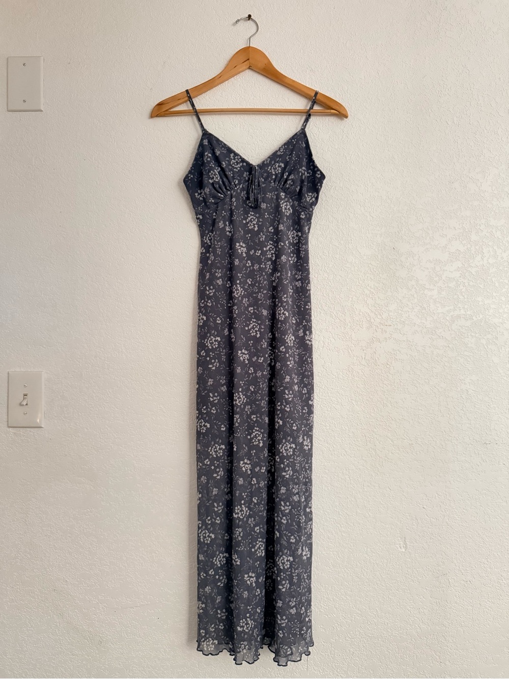 Floral Slip Maxi Dress in Charcoal Gray